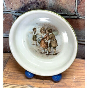 Antique 1900's Victorian Germany Porcelain Child /‎ Baby Dish Handpainted